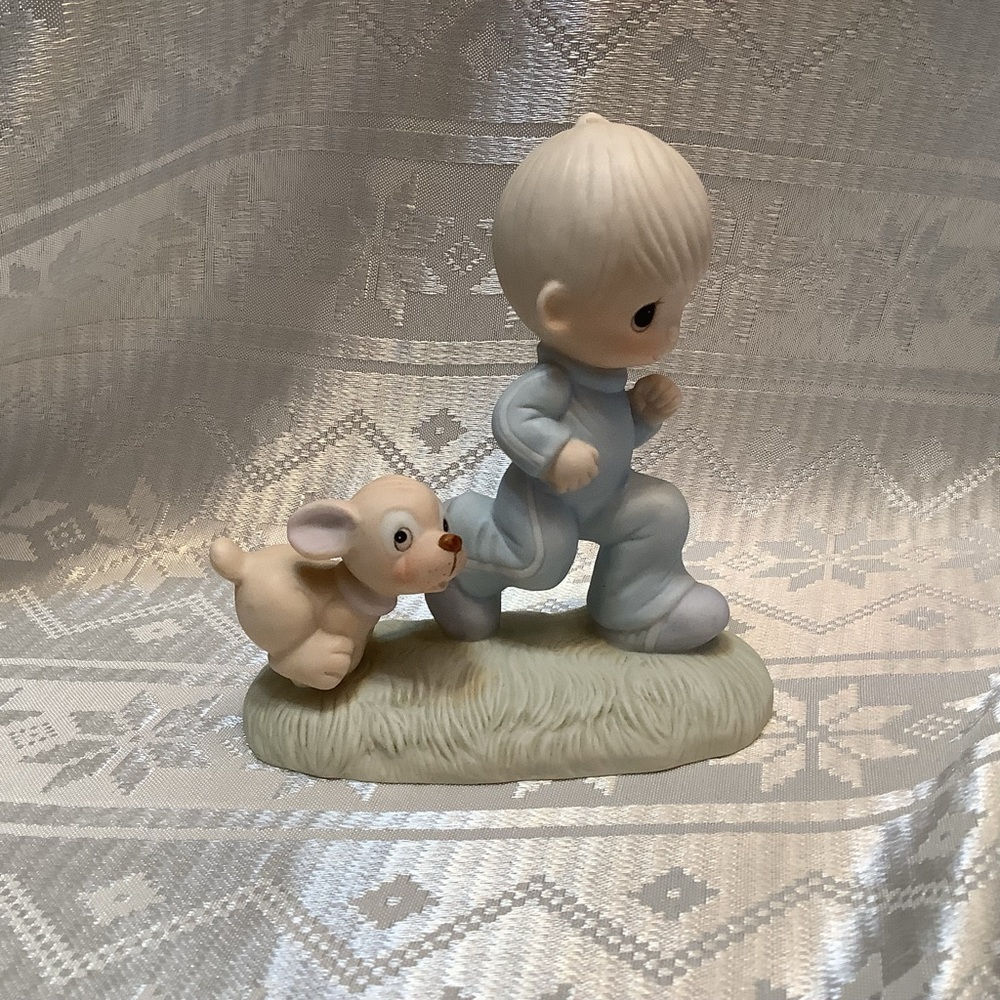 Precious Moments Figurine Vintage 1979 Boy and His Dog Jonathan & David Enesco